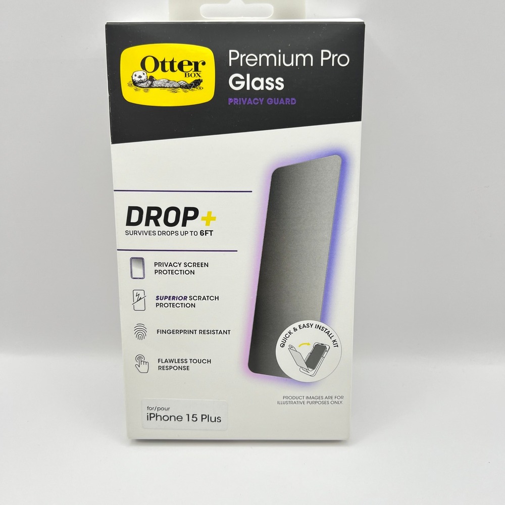 OtterBox Premium Pro Glass Privacy Guard iPhone 15 Plus Screen Protector